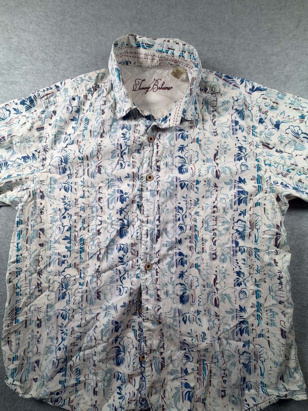 Tommy Bahama Mens Short Sleeve Floral Print Button Down Shirt Size L